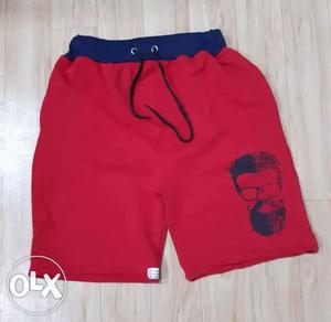 Men's Red And Blue Shorts