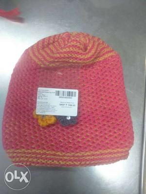 Red And Brown Knit Hat