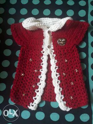 Red and white crocret for 1 year baby girl