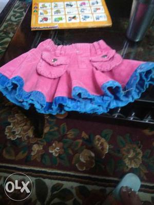 Toddler Girl's Pink And Blue Mini Skirt
