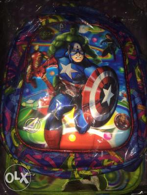 Toddler's Blue, Green, And Red Captain America Backpack