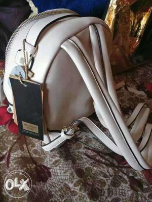 White Lether Backpack