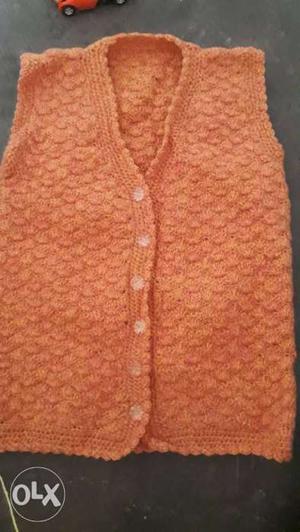 Women's Orange Knitted Vest