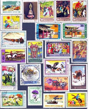 100 world stamps with collection book