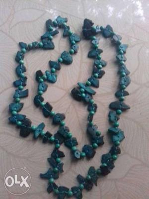 Beaded Blue And Black Necklace