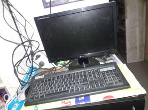 Black LG Monitor And Black Keyboard