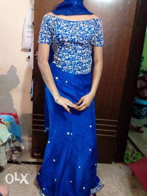 Blue And White Floral Salwar Kameez Dress