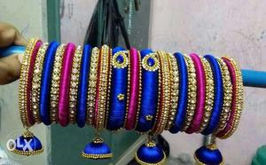 Blue, Green, And Red Bangle Bracelets
