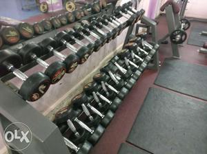 Gray-and-black Metal Dumbbell Lot