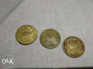 Indian 3 coins of copper colour