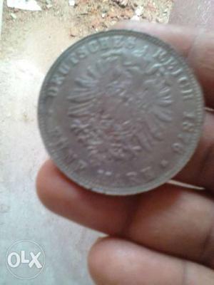Old coin of Germany made of pure copper