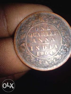 One quarter Anna and two twenty paisa silver coin