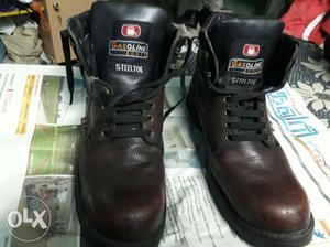 Pair Of Brown-and-black Gasoline Work Boots