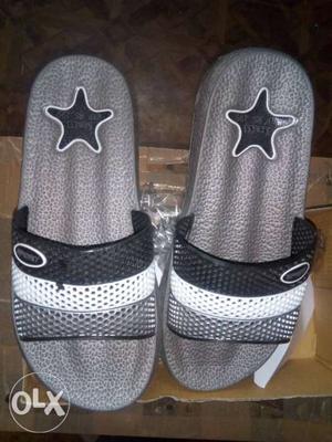 Pair Of Gray Dallas Cowboy Slide Sandals