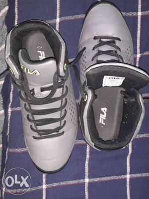 Pair Of Grey Fila Basketball Shoes