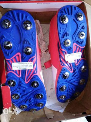 Pair Of Red-and-blue Soccer Cleats
