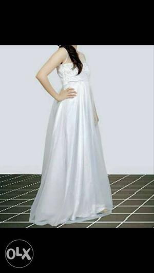 Pearl embedded white gown