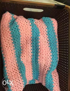 Pink And Blue Crochet baby blanket make to order