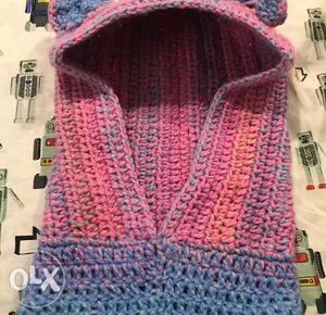 Pink And Blue Knit Hat