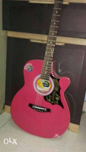 Pink Cutaway Acoustic Guitar