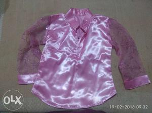 Pink Velvet Long-sleeved Top