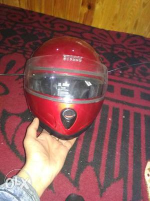 Red And Gray Full-face Helmet