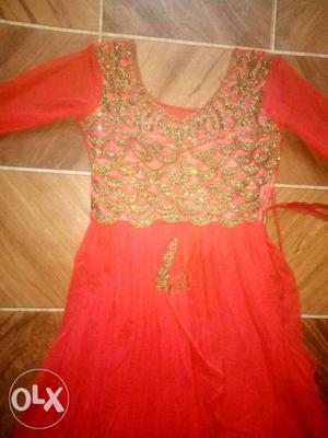 Red color party wear goane only 2 time use were