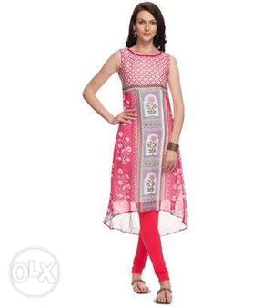 Shiffon pink kurti medium to xxl