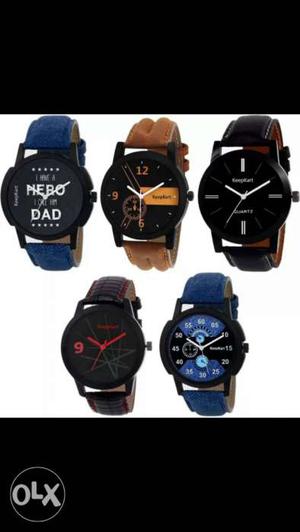 Three Black And Blue Chronograph Watches