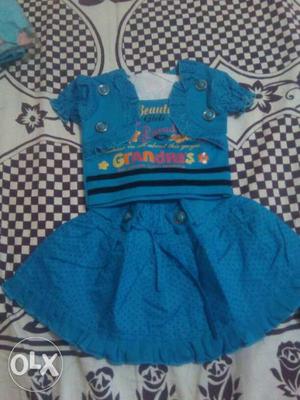 Toddler's Blue And Black Striped Dress