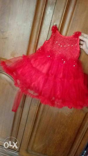 Toddler's Red Sheer Overlay Dress