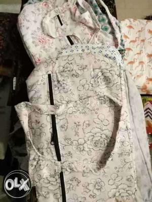 White And Gray Floral Diaper Bag