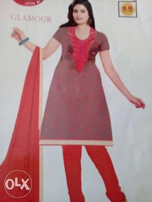 Women's Brown And Red Salwar Kameez Dress Brochure