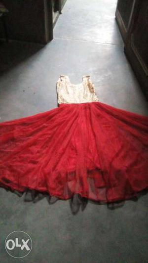 Women's Red And golden party wear Gown