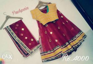 Women's Yellow And Red Ghagra Choli Traditional Dress