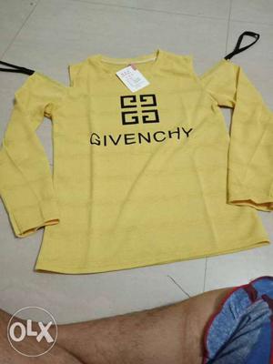 Yellow Givenchy Cold-shoulder Long-sleeved Shirt