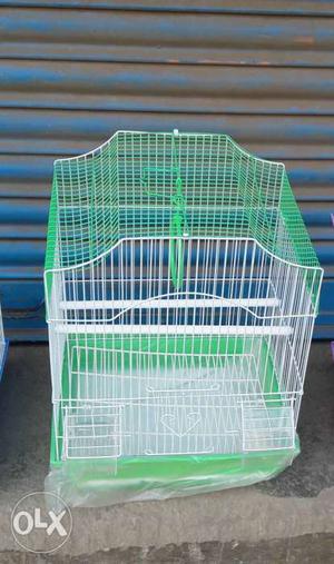 Bird's cage medium White And Green Metal.