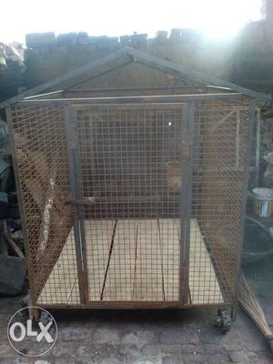 Black And Brown Steel Dog Cage