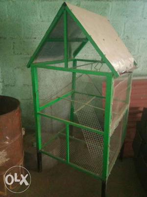 Large Green Wooden Birdcage