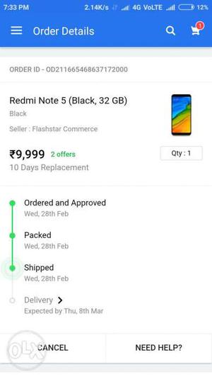 New redmi note 5 sealed pack phone 3gb ram 32 gb