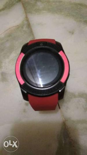 Red colour Bluetooth smart watch 1 sd card 1