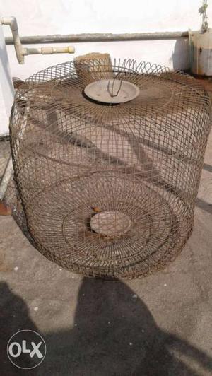 Round Gray Metal Cage