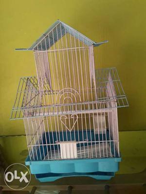 Small Pink And Blue Metal Birdcage