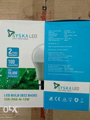 12 W. syska LED bulb. 2 year warranty.