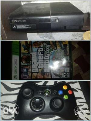 Black Xbox 360 Console With Controller And Game Cases