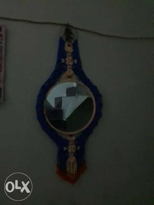 Blue And Brown Macrame Mirror