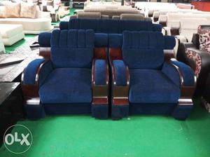 Brand New 5 seat Sofa Set Blue Fabric