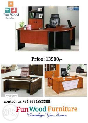 Brown And Black Wooden Office Desk Fun Wood Furniture