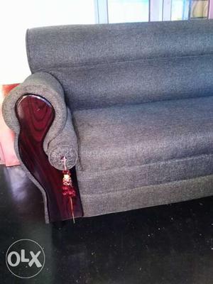 Red And Gray Rolled-arm Sofa