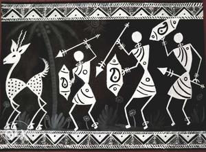 White And Black Tribe Hunting Deer Tapestry